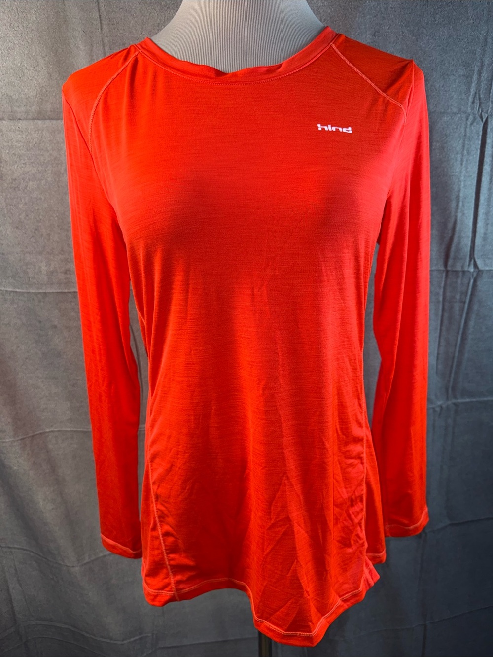 1410-Hind Women's Long-Sleeve Crew Top in Bright Orange-Red
